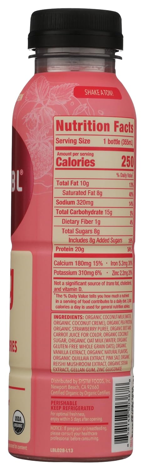 12 REBBL Organic Strawberries & Creme Protein Elixir, FZ