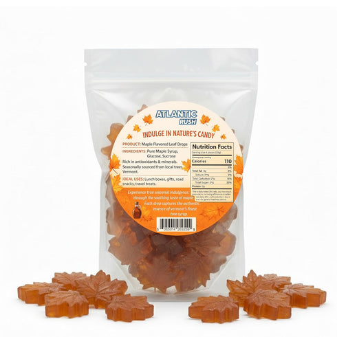 (1.5 LB) Real Maple Syrup Leaf Drop Candy -Traditional Leaf-Shaped Candies - Hard Syrup Sugar From Vermont- Resealable