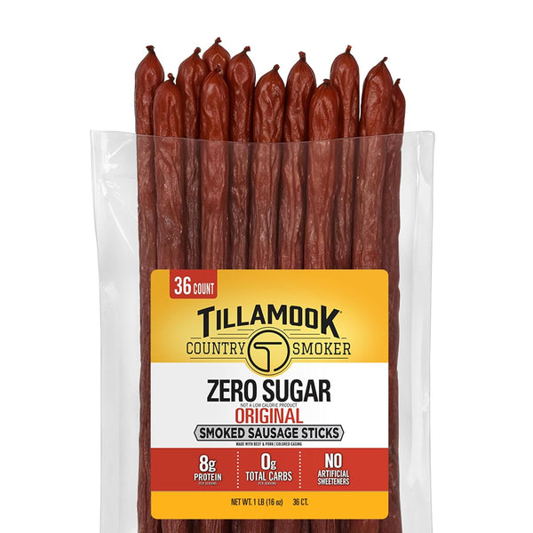 Tillamook Country Smoker Smoked Sausage, Zero Sugar, Original, 16 Ounce (36 Count