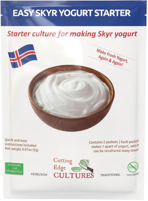 Cutting Edge Cultures 24 2 Packets 1 Easy Skyr Yogurt Starter by Creamy, Healthy, Homemade Yogurt in Just Hours No