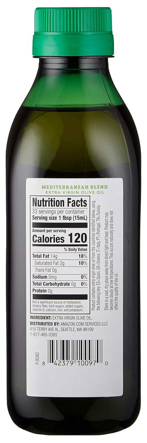Amazon Fresh 16.9 Oz , Mediterranean Extra Virgin Olive Oil, Fl