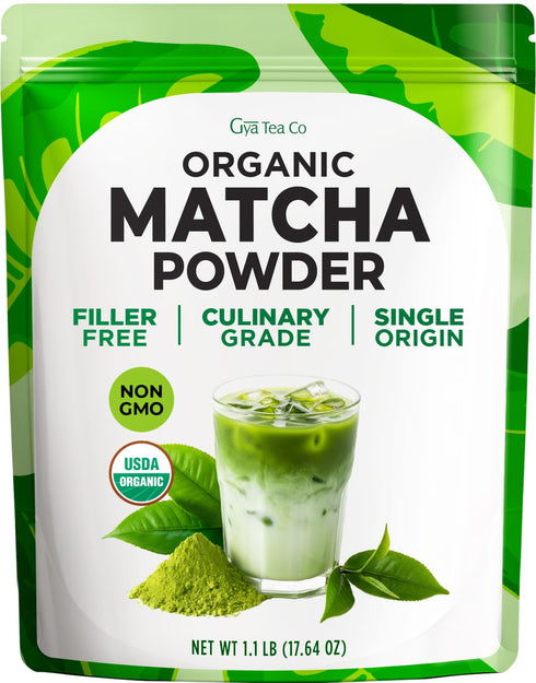 Set 2x1.1 Lb Gya Tea Co Whole Milk Powder & Matcha Powder - Non-GMO, Premium Grade - For Lattes, Baking, Smoothies