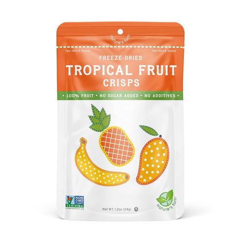 Pack 12 (1.2 oz Nature's Turn Freeze-Dried Fruit Snacks, Mixed Berry and Tropical Crisps, of Each)