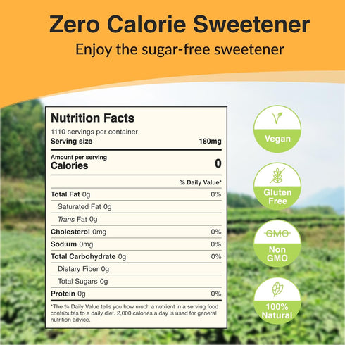 (7% 200g, 1110 NAMANNA Pure Monk Fruit Sweetener No Erythritol-Zero calorie sugar substitute, Zero Carb, Sugar free