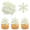 Gyufise 50Pcs White Edible Cupcake Toppers, Snowflakes Cake Decoration for Christmas Winter Birthday Party Supplies
