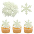 Gyufise 50Pcs White Edible Cupcake Toppers, Snowflakes Cake Decoration for Christmas Winter Birthday Party Supplies