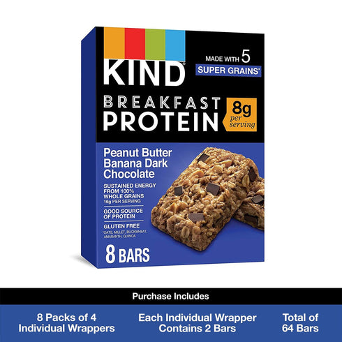 8g 32 Count KIND Breakfast Protein Bars, Peanut Butter Banana Dark Chocolate, Healthy Snacks, Gluten Free, Protein