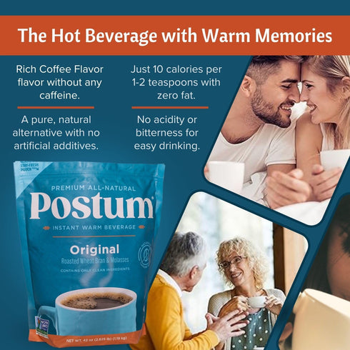 (42oz) Pack Postum Coffee Substitute Original Coffee Alternative Caffeine Free with Roasted Wheat Bran & Molasses |