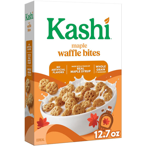 Kashi Breakfast Cereal, Whole Grain, Vegan, Maple Waffle Bites, 12.7oz Box (1