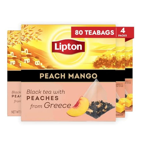 Lipton Black Tea Peach Mango, Pyramid Tea Bags, Flavored Teabags for a
