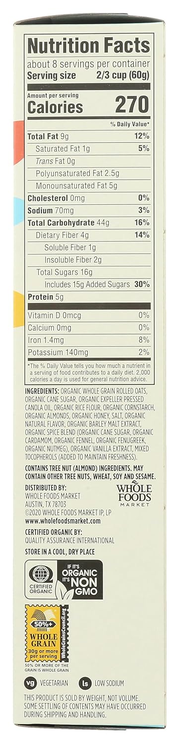365 17 (Pack 2) by Whole Foods Market, Granola French Vanilla Almond Organic, Ounce