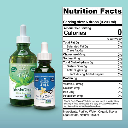 Pack, 4 Oz (Pack 2) SweetLeaf Sweet Drops- Flavored Stevia Liquid Sweetener, Organic Stevia Extract, Zero Calorie