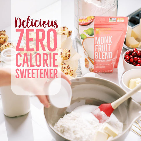 BetterBody Foods Monk Fruit Sweetener Blend, Zero Calorie Raw Cane Sugar Substitute, Keto Diet Friendly, 1lb