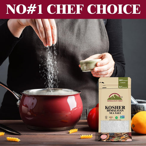 Himalayan Chef Kosher Sea Salt, Fine Grain, Non-Iodized, All Natural - 48 Ounce (Pack of 2)