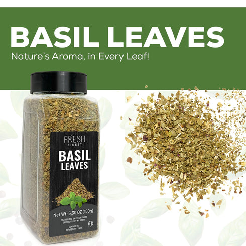 5.30 oz Fresh Finest Basil Leaves Spice Dried Sweet Basil for Cooking, Non-GMO, Gluten-Free