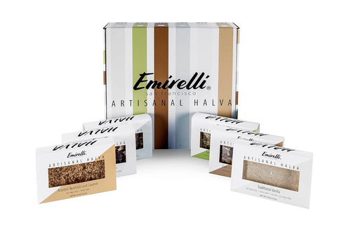 Emirelli Artisanal Halva Dessert – Authentic Middle Eastern Candy, Vegan 55%-Tahini Halwa, Dark Chocolate Flavor