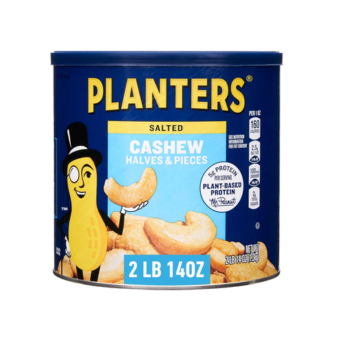 PLANTERS Cashew Halves & Pieces, 46 oz Resealable Canister - Roasted in