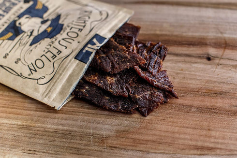 2 (Pack 8) Righteous Felon Craft Jerky Snack, Truffle-O-Soldier Beef Jerky, Made in America, Ounce