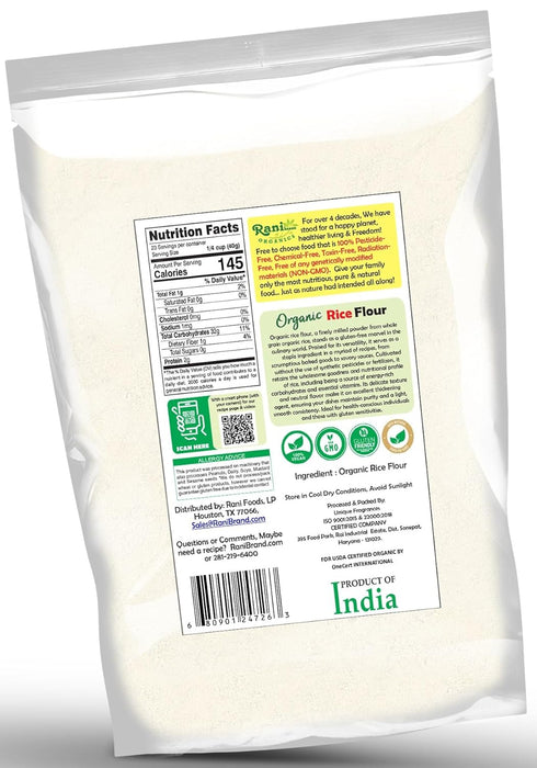 32oz (2lbs) 908g Rani Organic Rice (White) Flour ~ All Natural | Gluten Friendly | Vegan | NON-GMO | Kosher | Indian