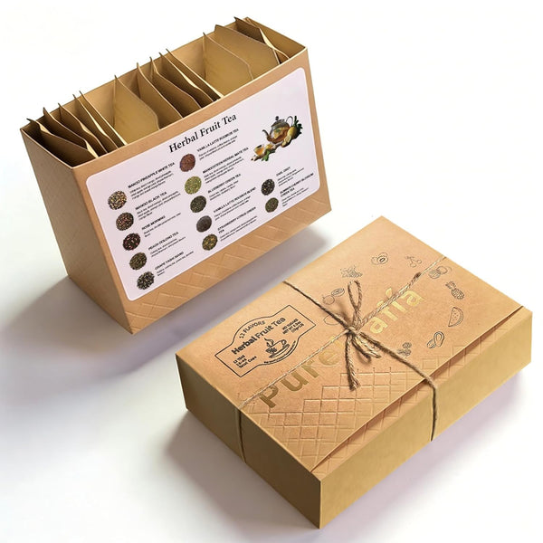 Pureleafia Herbal Fruit Tea Gift Set - 12 Artisan Flavors, 15g Loose Leaf