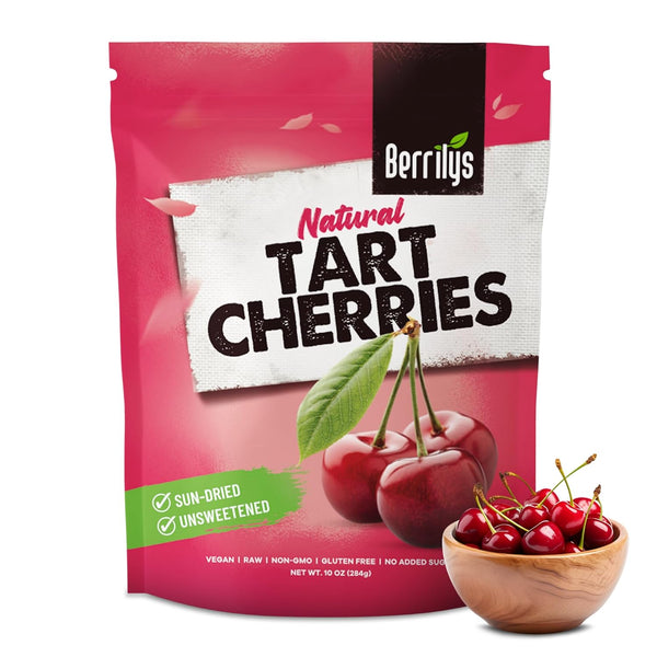 Berrilys Dried Tart Cherries - Unsweetened, No Sugar Added, Pitted, Unsulfured, No