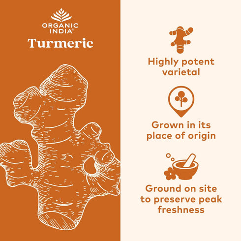 3.52 Oz Organic India Spiced Turmeric Latte Powder - Golden Milk Mix, Authentic Blend, Gold Tea Drink, With Ginger
