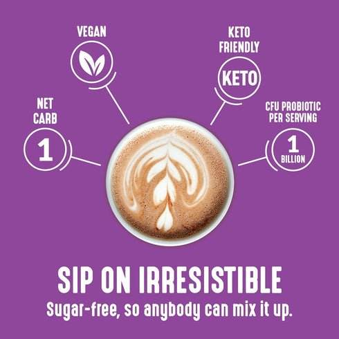 10 oz) Lakanto Sugar Free Drinking Chocolate - Cold or Hot Cocoa Powder Mix, Shelf Stable Probiotics, Monk Fruit