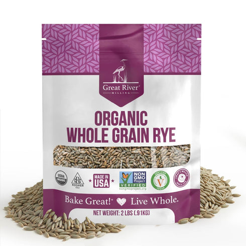 Great River Organic Milling Organic Whole Grain Rye Berries | High-Fiber, Nutrient-Rich