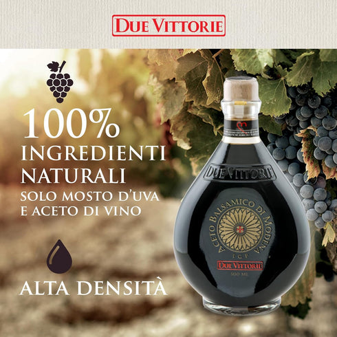 500ml Due Vittorie Oro Gold Balsamic Vinegar of Modena. Highest score from The Consortium of Modena