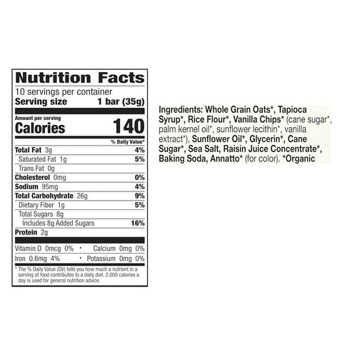 10 12.3 oz. Cascadian Farm Organic Vanilla Chip Chewy Granola Bars, Value Size, Bars