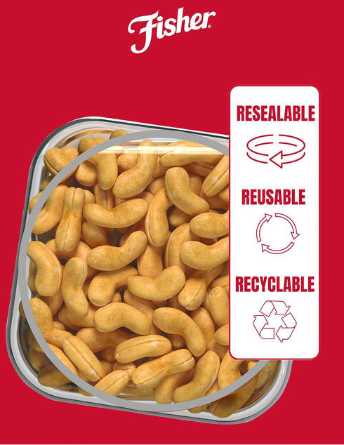 24 100% Fisher Snack Premium Whole Cashews, Ounces, Roasted with Sea Salt, No Artificial Colors or Flavors, Recyclable