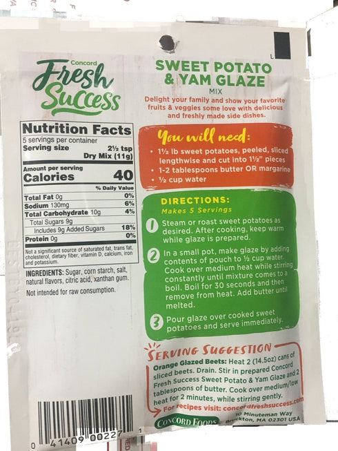 2-Ounce (Pack 18 Concord Yam or Sweet Potato Glaze Mix (Dry), Pouches of )