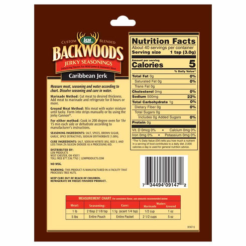 5 4.2 Packet Packet (Pack 2) LEM Products Backwoods Caribbean Jerk Jerky Seasoning, Ideal for Wild Game and Domestic