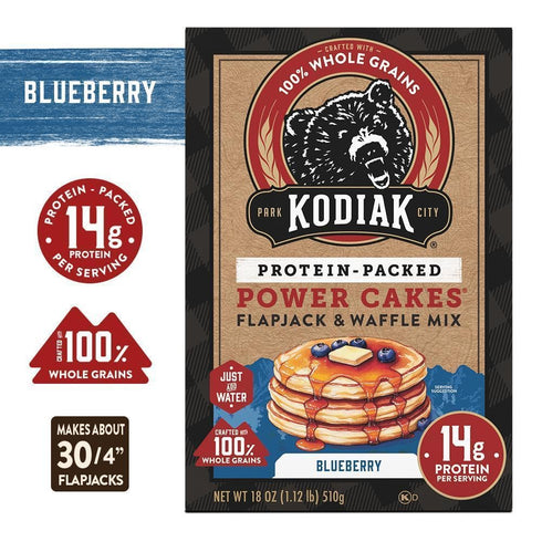 Protein,100% (Pack 6) Kodiak Cakes Power Cakes, Pancake & Waffle Mix, Blueberry, High Whole Grains