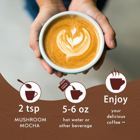 10 1 Immunity 30 8.5 Oz Mushroom Coffee with Cocoa Powder, in Mushroom Blend Instant Powder, Coconut & MCT | Focus