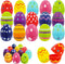 Chochkees Printed Easter Eggs 100-Pack Fillable with Hinge Bulk Colorful Painted Plastic Easter