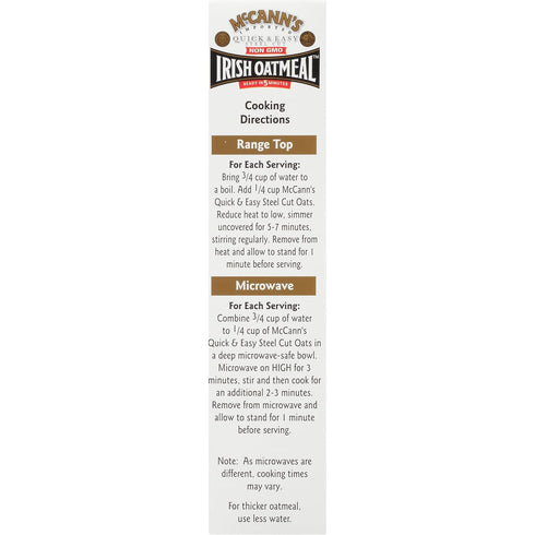 16 (Pack 2) McCann's Irish Oatmeal, Quick & Easy Steel Cut Oats, Ounce