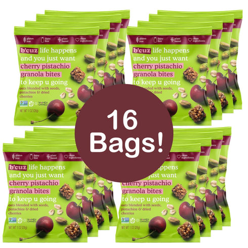 16-Bag Packs 1 oz (16-Bags)) B'cuz Granola Bites Gluten Free Healthy Snacks for Adults, Healthy Granola Gluten Free