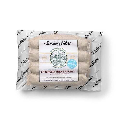 Schaller & Weber Cooked Bratwurst Traditional German Style Sausage Links Fully Cooked