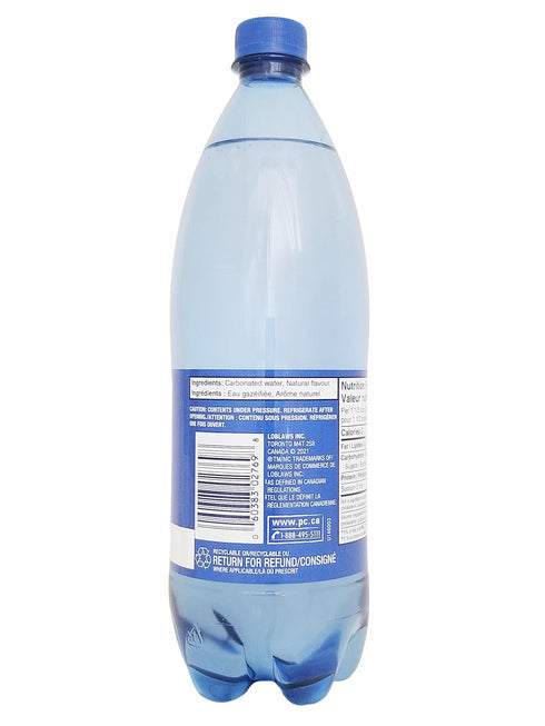 President Choice 1L/35.2 oz PC Blue Menu Pineapple Coconut Flavored Sparkling Water, fl