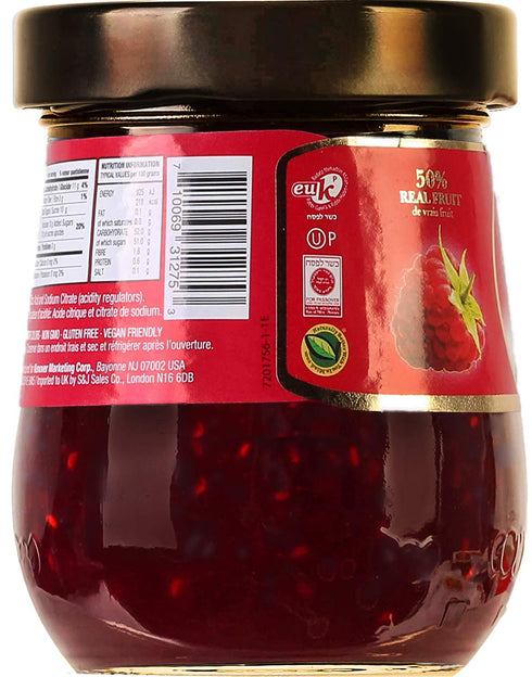 11.64 oz Tuscanini Premium Italian Raspberry Preserves, Jar, Spreadable Fruit Jam, No High Fructose Corn Syrup, No