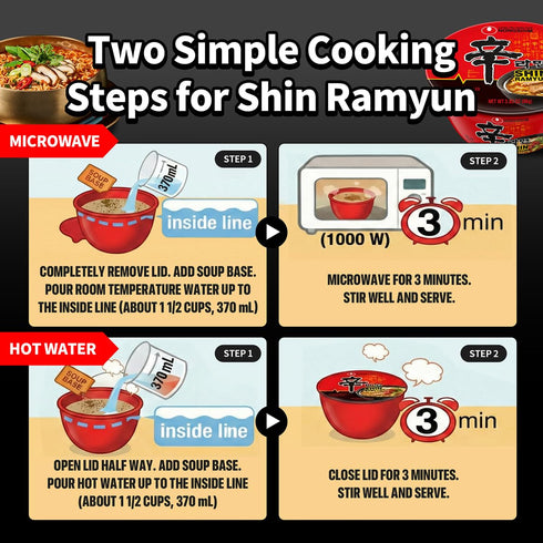 3.03 oz (Pack 12) Nongshim Shin Ramyun Bowl Noodles, Spicy Korean Signature Instant Ramyun, Rich Beef Flavored Broth
