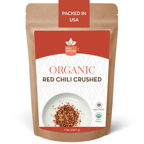 SPICY ORGANIC Crushed Red Pepper Flakes 5 lbs - Robust Chili Peppers