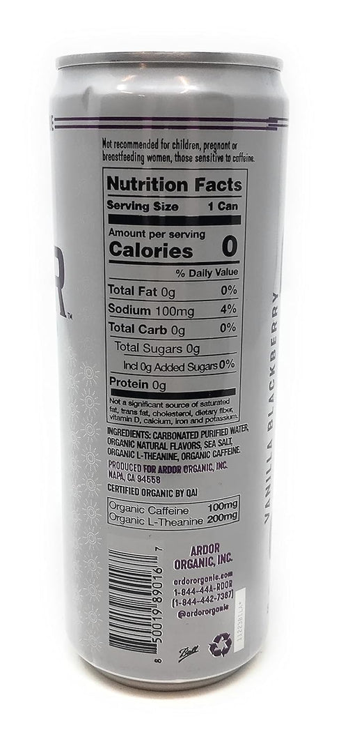 12 Oz Ardor, Water Sparkling Mountain Blackberry Oragnic, Fl