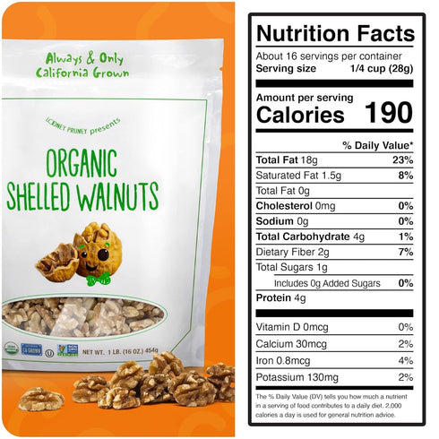 2 Pack (2LBS/16oz Organic Walnuts Unsalted bags) Natural Shelled Walnut Halves & Pieces | Raw Organic Walnuts |