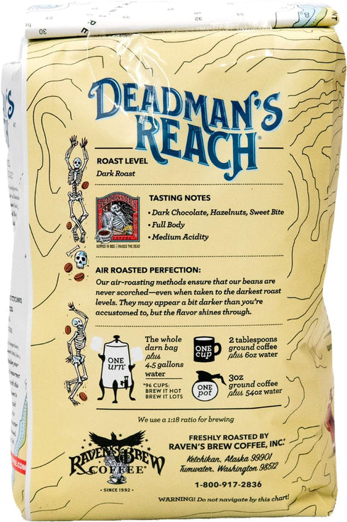 2lb Raven's Brew Coffee High Caffeine Coffee Dark Roast Whole Bean Deadman's Reach
