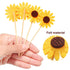 60 Pieces Sunflower Cupcake Toppers, Yellow Flower Cake Picks for Wedding Party Supplies