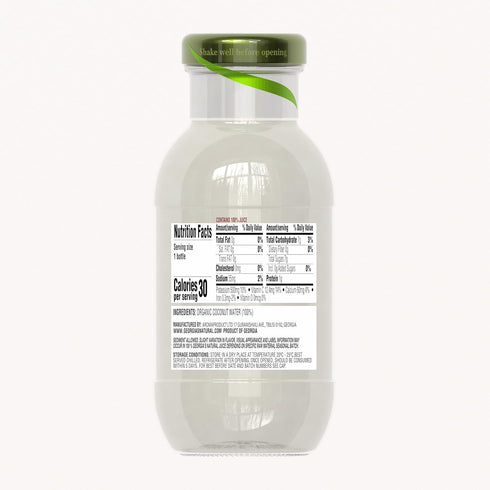 100% 200ML (6.7 OZ) PACK 12 GEORGIAS NATURAL ORGANIC PURE COCONUT WATER FL BOTTLE