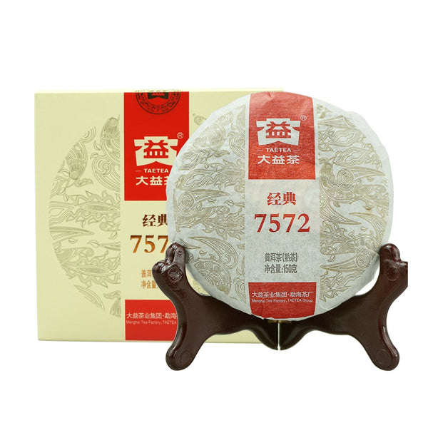 TAETEA 7572 Classic Pu-erh Tea Cake, Aged Black Tea for Daily Drink and Gift 150g / 5.29oz (Ripe)