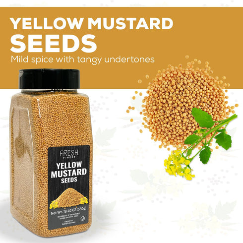 550G (19.40oz) Fresh Finest Whole Bold Yellow Mustard Seed, Kosher & Non-GMO